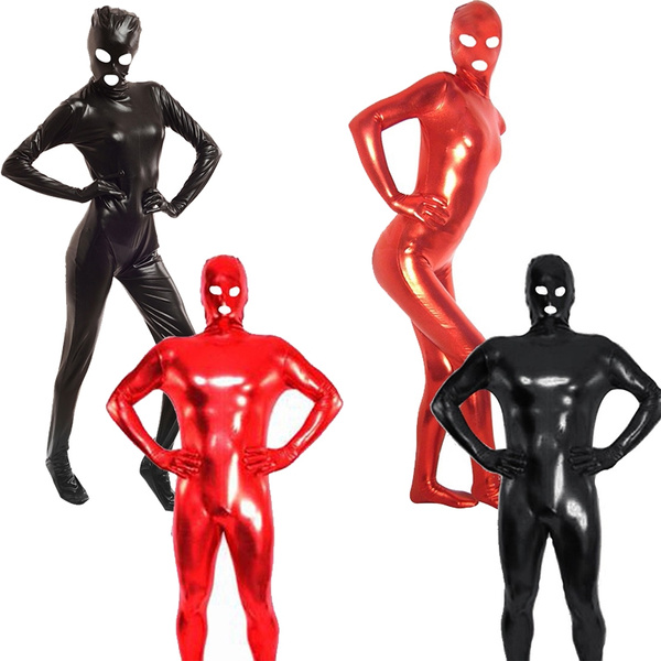 Full Bodysuit Suit for men in Wet Look Red