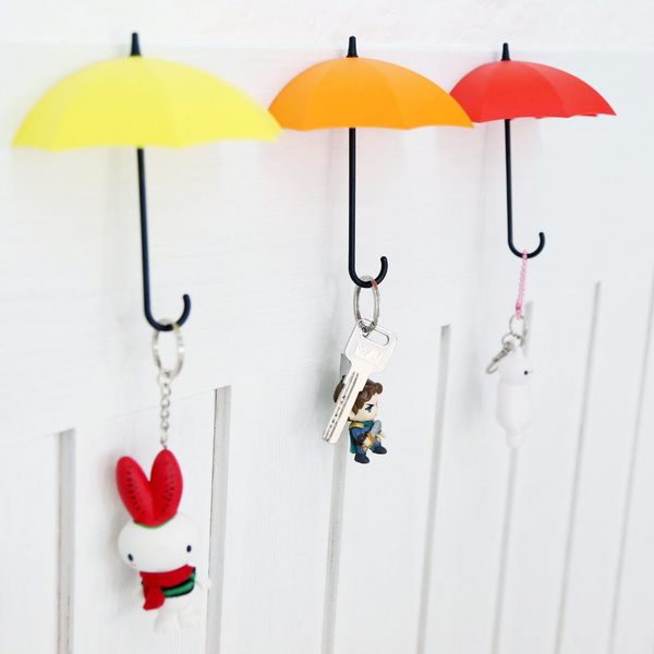 3x Creative Colorful Umbrella Wall Mount Key Holder Wall Hooks Hanger Organizer