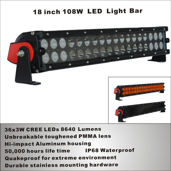 ApolloIntech 18'' 108W LED Work Driving Light Bar Spot/Flood Combo Off ...