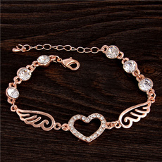 18k Rose Gold Plated Zircon Bracelets Angle Wings Bracelet For Women Fashion Jewelry