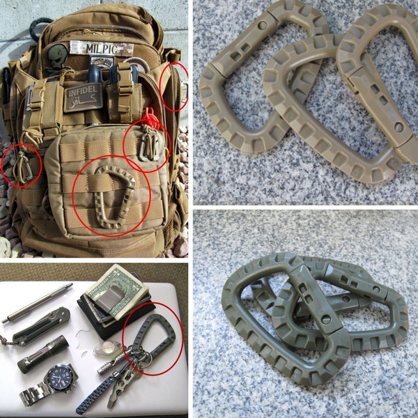 2/5Tactical Backpack Safe Buckle Molle EDC Shackle D-Ring Clip Hiking Carabinedh