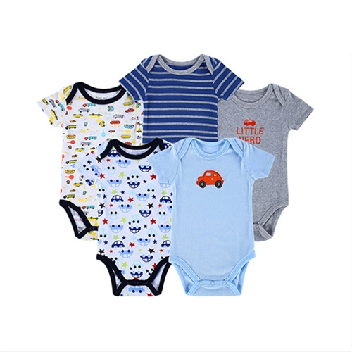 Newly 5 Pieces Lot Baby Romper Set Short Sleeve Car Trimed Carters Baby Wear Jumpsuit Baby Girl Boy Bebe Clothing Set Body Suits Lcarter Baby Boy Wish