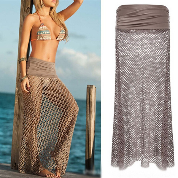 Women Sexy Beach Dress Crochet Fishing Net Design Bikini Swimwear