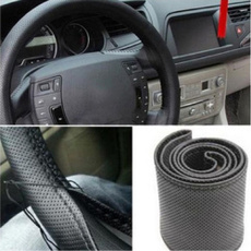 2015 New Leather DIY Car Steering Wheel Cover With Needles and Thread 4 Colors 