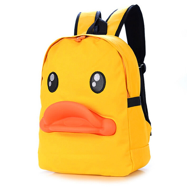 3D Duck Design With Lovely Duckbill Canvas Backpack Bookbag School College  Bag