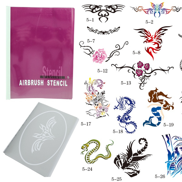 PointZero Temporary Tattoo Airbrush Stencils 53 Designs