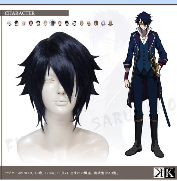 Anime K Project Saruhiko Fushimi 13'' short wig Lace front Black synthetic  COSPLAY wigs | Wish