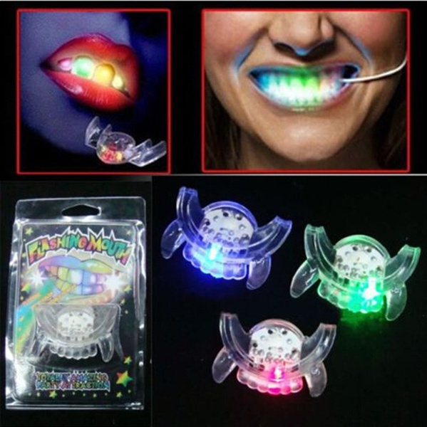 LED Light Up Flashing Mouth Piece Glow Teeth For Halloween Party Rave Event...