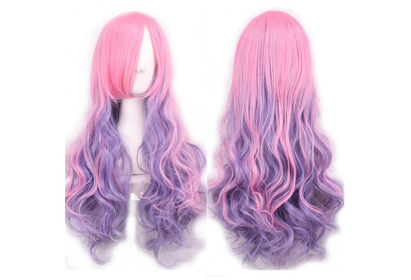 pink and purple hair wig