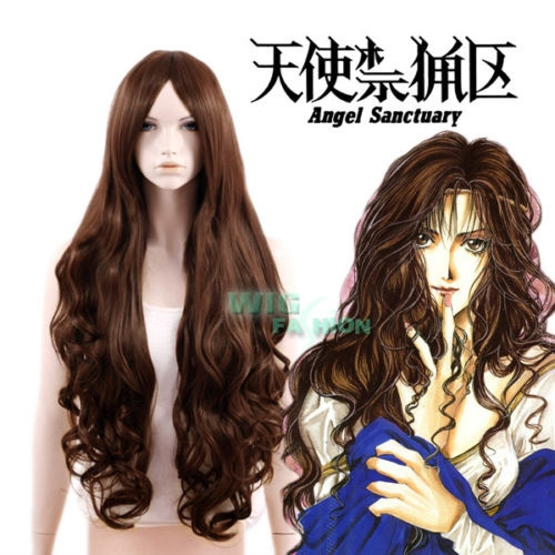 Angel Sanctuary Alexiel Long Curly Dark Brown Anime Cosplay Wig Wish