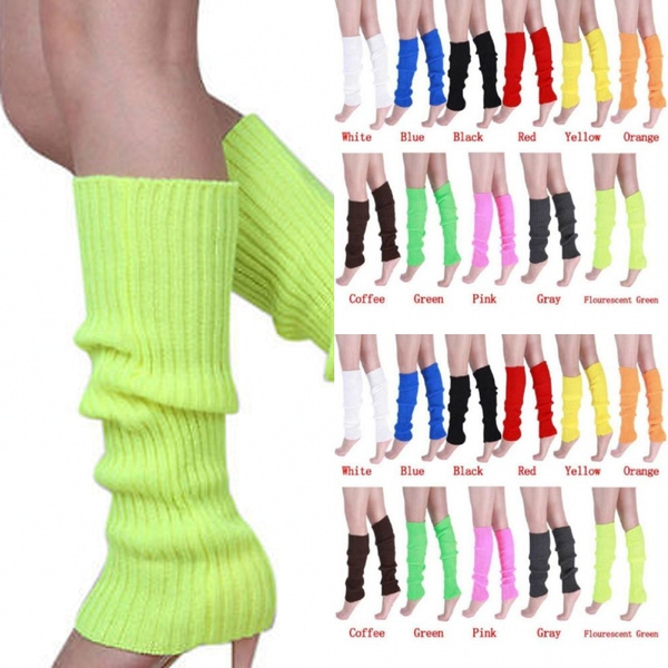Ladies Party Legwarmers Knitted Neon Dance 80s Costume 1980s Womens Leg  Warmers