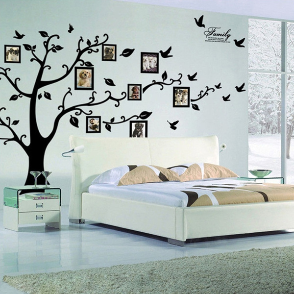 Happy Family Memory Tree Diy Photo Frame Wall Decal 3d Stickers Home Room Decor Sticker Art Wallpaper Black Wish - Tree Wall Design For Home Happy Family Memory Tree Diy Photo Frame Wall Decal 3d Stickers Home Room Decor Sticker Art Wallpaper Black Wish - Tree Wall Design For Home