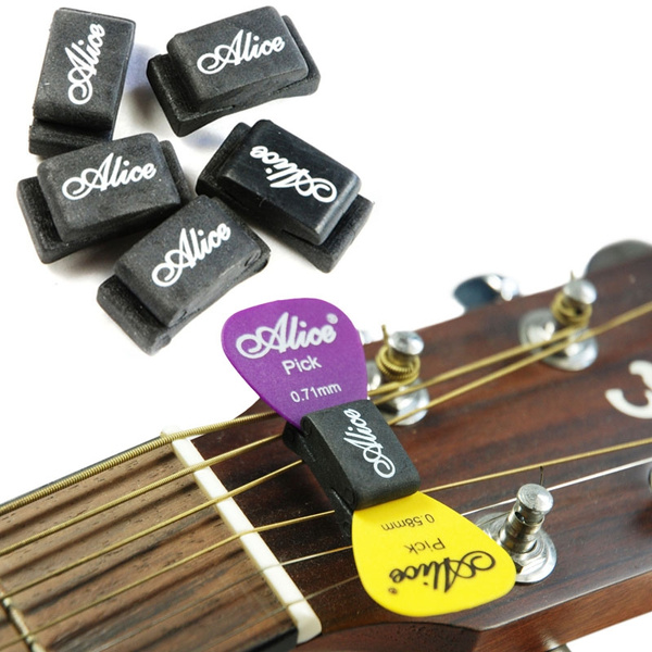 5pcs Alice Guitar Bass Pick Holder Black Rubber Picks Case On
