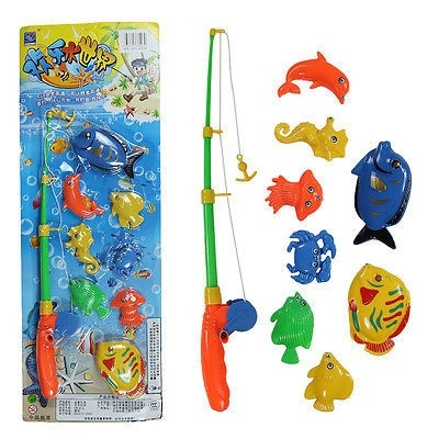Magnetic Fishing Game Toy Rod 8 Fish Hook Catch Kids Childern Bath Time