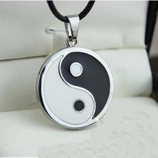 Amazing Nice Ying Yang Pendant Black White Necklace Charm PU Leather Cord