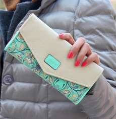 New Fashion Women Wallets Flowers Printing PU Leather Long Wallets Portable Change Purse Delicate Casual Lady Cash Purse