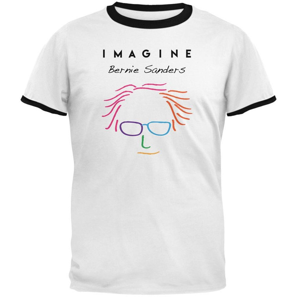 Election 2016 Bernie Sanders Imagine Blanc-Noir Homme Ringer T-Shirt 