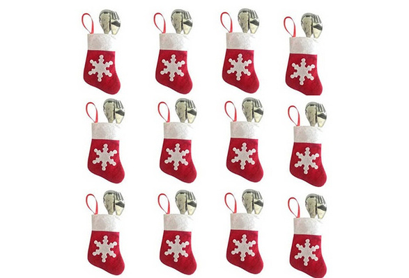 NE_ EG_ 12Pcs/Set Santa Xmas Socks Snowflake Pouch Cutlery Bag Christmas Decor 