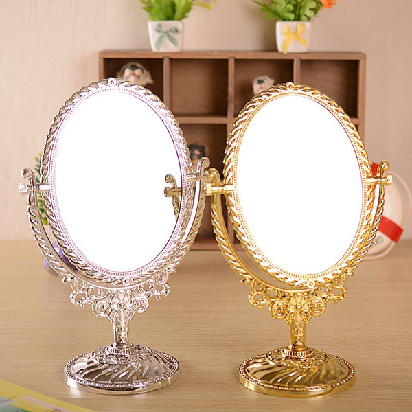Europe Big Oval Desktop Mirror Princess Dresser Women Vintage Style Desk Makeup Rotatable Fashion Cosmetic Wish Europe Big Oval Desktop Mirror Princess, Antique Desktop Mirror