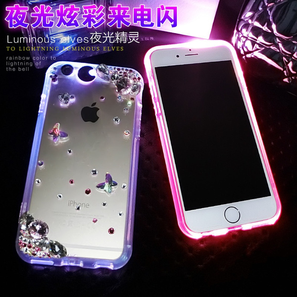 Diy multicolor rhinestones LED Flash Lighting Transparent Back