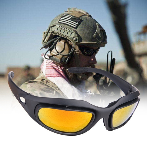 Men Women Outdoor Fashion Military Army Bullet Proof Goggles Sunglasses Desert Storm 4 Lens