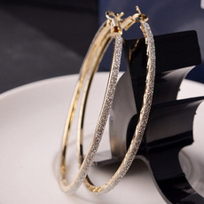 Hot Sell 6CM Hoop Round Dangle Earring Jewelry Women Crystal Diamante Rhinestone Large