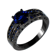 blackgoldfilled, Women Ring, Blue Sapphire, blackgold