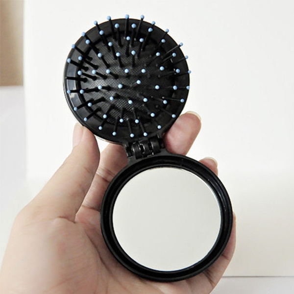 Girls Portable Travel Folding Hair Brush with Mirror Pocket Size Comb | Wish Girls Portable Travel Folding Hair Brush with Mirror Pocket Size Comb | Wish