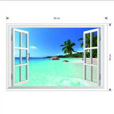 Huge Removable Beach Sea 3D Window Scenery Wall Sticker Decor Decals Mural ACWS