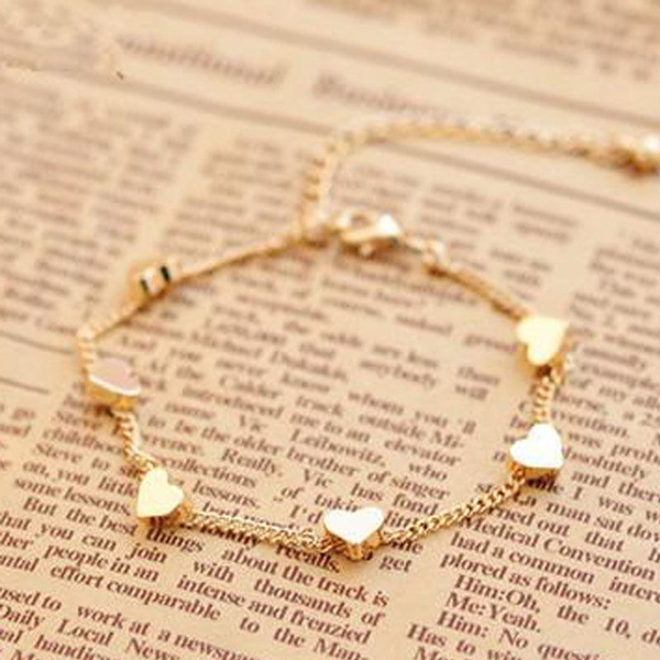 1pc Gold Chain Anklet Heart Bracelet Barefoot Sandal Beach Foot JewelryCW