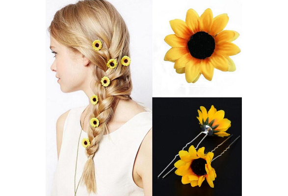 sunflower hair clip wedding