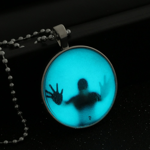 Glow in the Dark Mystical Gem Pendant Necklace - Blue