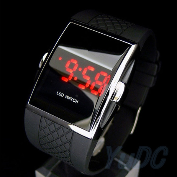 Rubber red led deals watch