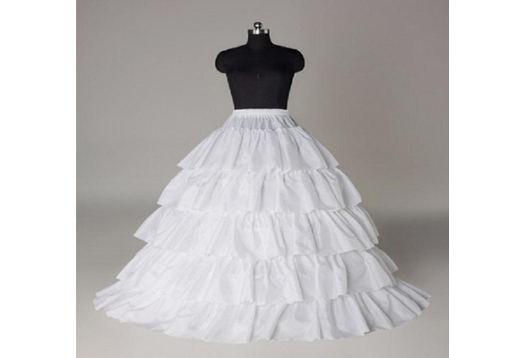 Q31 4 Hoops 5 Layers Petticoat Underskirt Big Skirt Wedding dress Jupon  White in Stock Cheap Four Hoops Five Layers Flounced A-Line Petticoats Slip  Bridal Crinoline For Ball Gowns Quinceanera/Wedding/Prom Dresses 2015