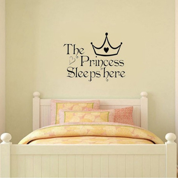 The Princess sleeps here Wall Say Quote Word Letters Sticker Home Decorator BM