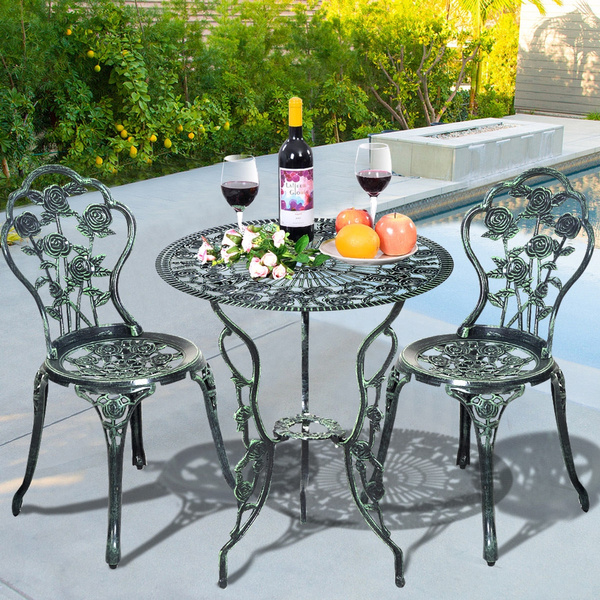 Patio Furniture Cast Aluminum Rose Design Bistro Set Antique Green Wish - Antique Patio Set Patio Furniture Cast Aluminum Rose Design Bistro Set Antique Green Wish - Antique Patio Set
