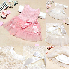 Child Kids Girls Princess Party Wedding Lace Dress Flower Bowknot Tutu Skirt