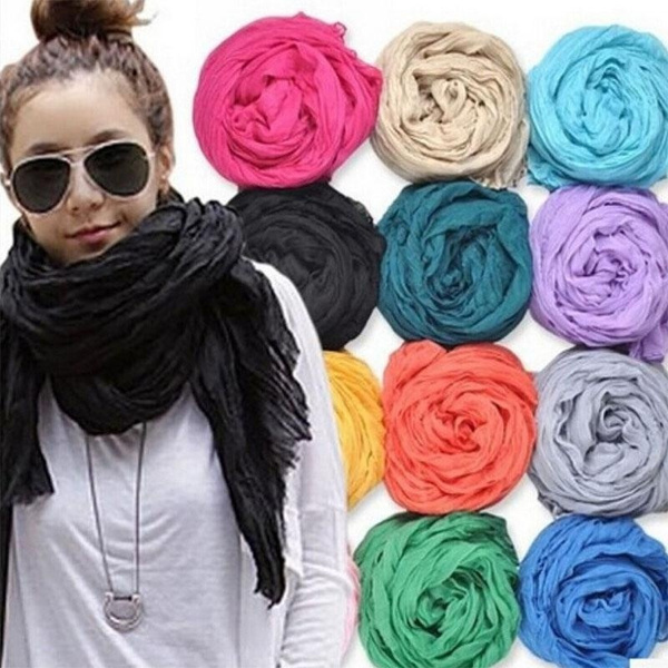 Scarf Scarves Wraps Shawl Linen Cotton Scarf Women Solid Color