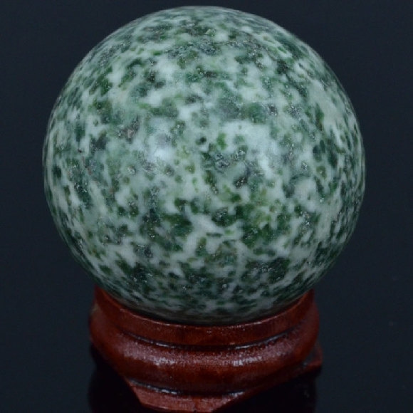 40MM(1.6) Natural Green Spot Jasper Crystal Gemstone Sphere Healing Reiki  Feng Shui Stone Ball +Stand