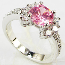 pink, Engagement, Jewelry, 925 silver rings