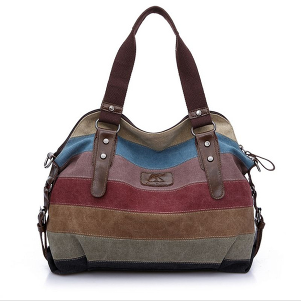 Womens Ladies Large Designer Retro Canvas Travel Tote Shoulder Bag Handbag