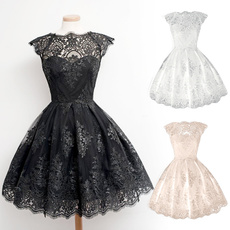 Retro Gothic Girl Waisted Lace Party Dress Cocktail Lolita Princess Bubble Skirt