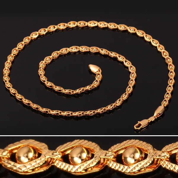 5MM Bead Ball Chain Women Men 18K Gold 