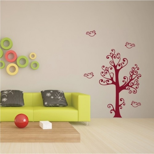 Dessin Anime Oiseau Arbre Sticker Mural Autocollant Ideal Pour Chambre D Enfants Bebe Pepiniere Decor Mode Conception De La Maison Amovible Amovible Pvc Artisanat Wish