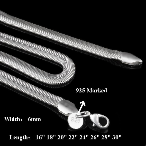6mm 16-24inch Flat snake 925 Sterling 