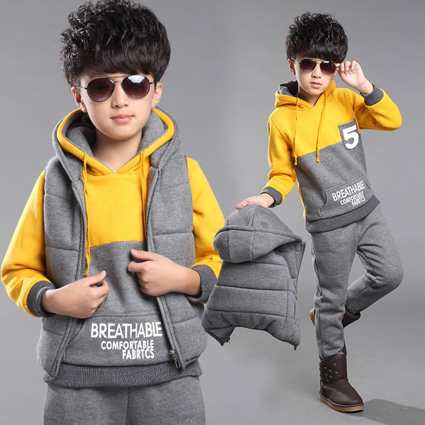 Ropa para niños, niños grandes, tres juegos de trajes de suéter de algodón  engrosado para el invierno | Wish