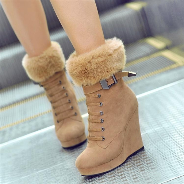 light tan wedge booties