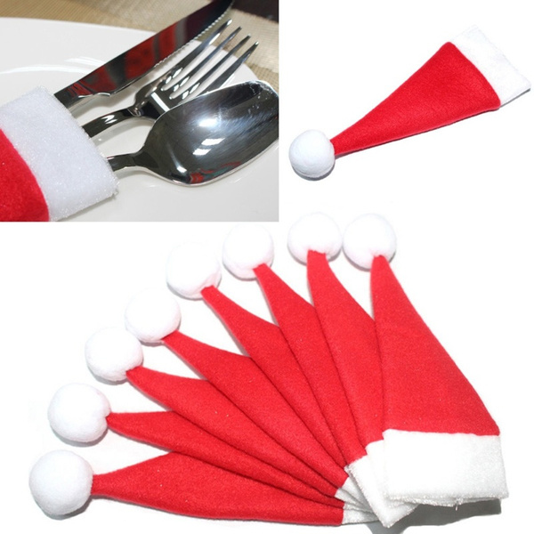 santa hat silverware holder