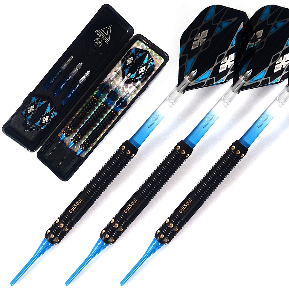 CUESOUL 16 Grams Deluxe Soft Tip Darts Set with Luxury Case（Black Scorpion Series）