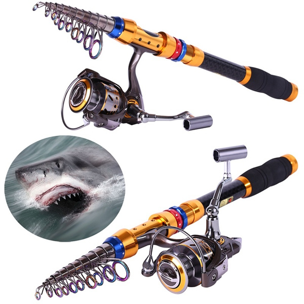 Carbon Telescopic Fishing Rod Pole With 13BB Metal Spinning Reel